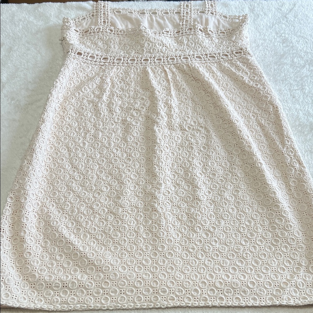 Ivory / Cream Embroidered Sleeveless Dress Knee Length Cocktail Wedding Size 12 - Picture 7 of 14
